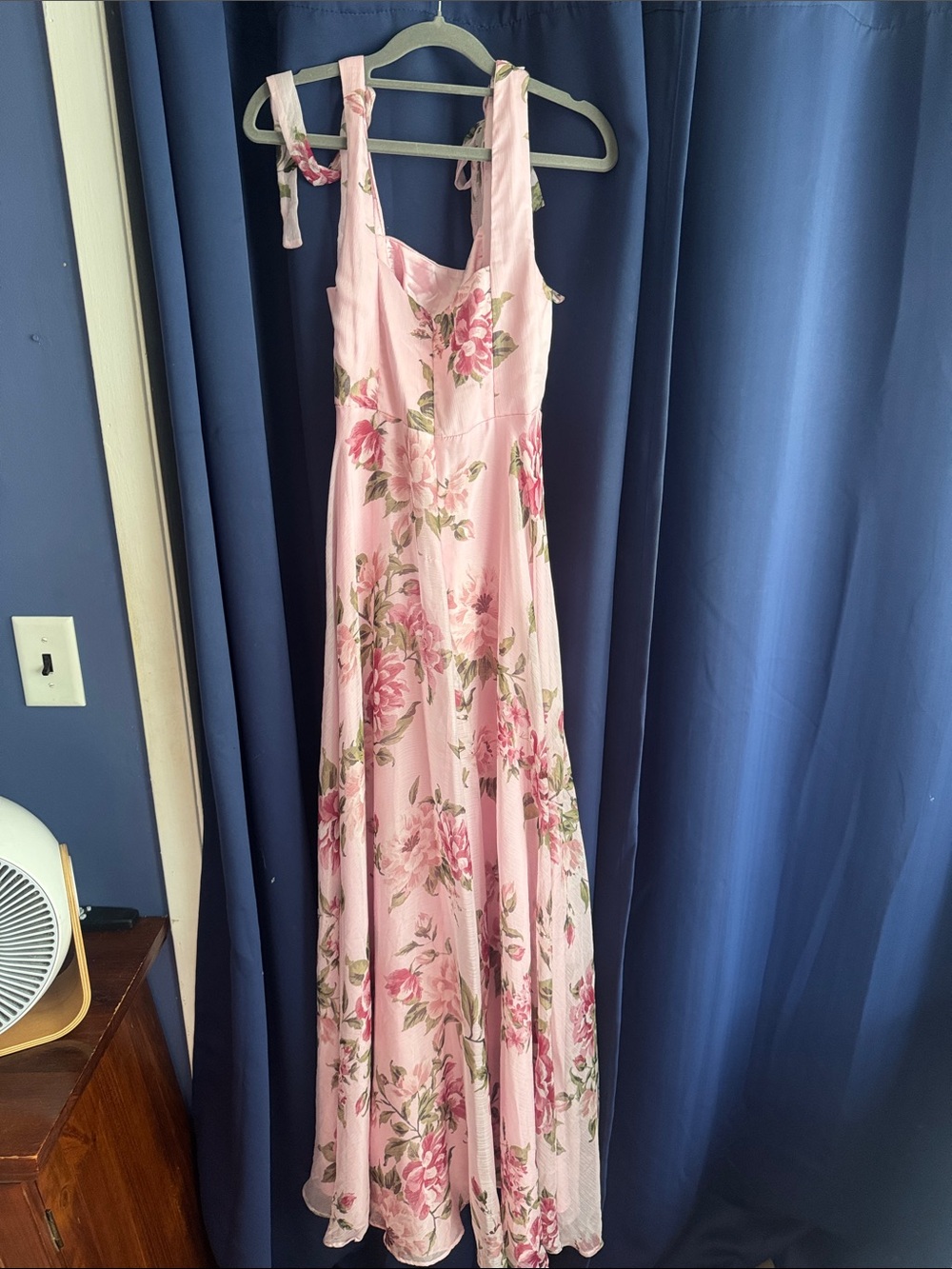 Lulu's Pink Floral Maxi Dress with Green Accents - Picture 3 of 3